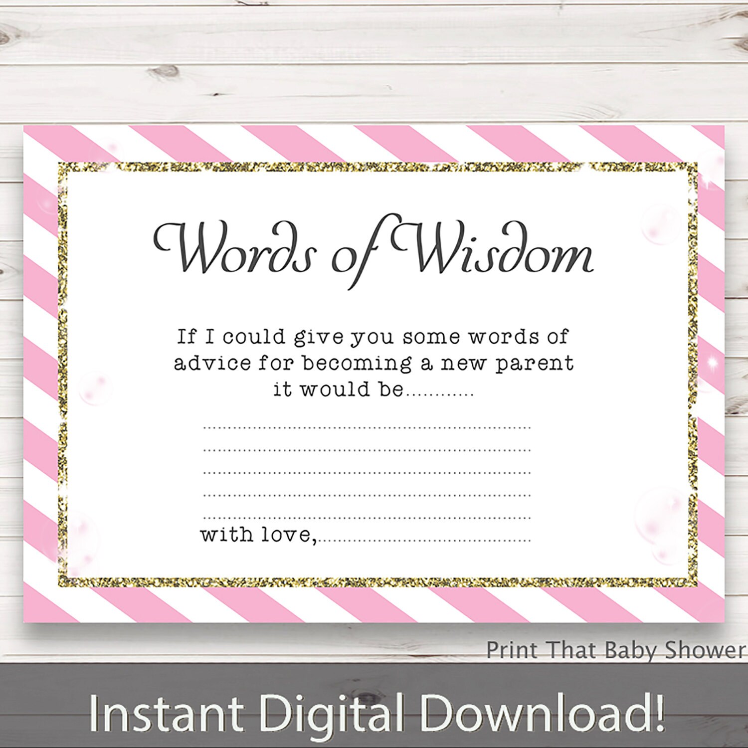 Baby Shower Games Baby Words Of Wisdom Baby Advice Cards