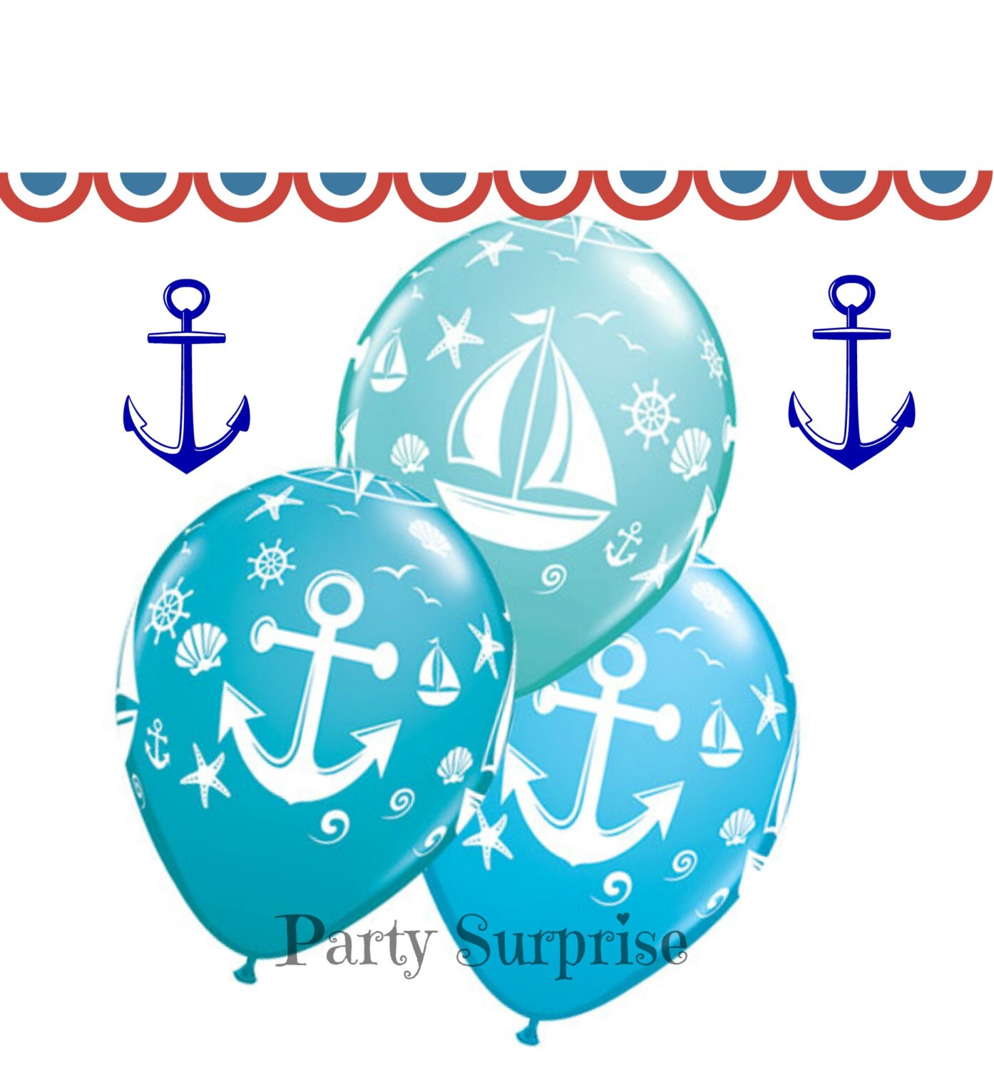 Anchor Balloons Nautical Sailboat Balloons latex 11