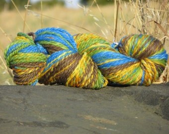 Handspun & Painted Merino Wool Yarn, Super Bulky Weight, Hike in the Hills, 5 oz., 140 g., 160 yards, Soft