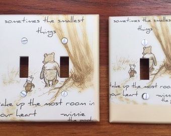 Winnie the Pooh classic Light switch cover baby nursery // sometimes the smallest things // SAME DAY SHIPPING**