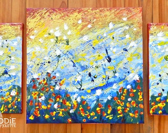Abstract triptych colorful and invigorating
