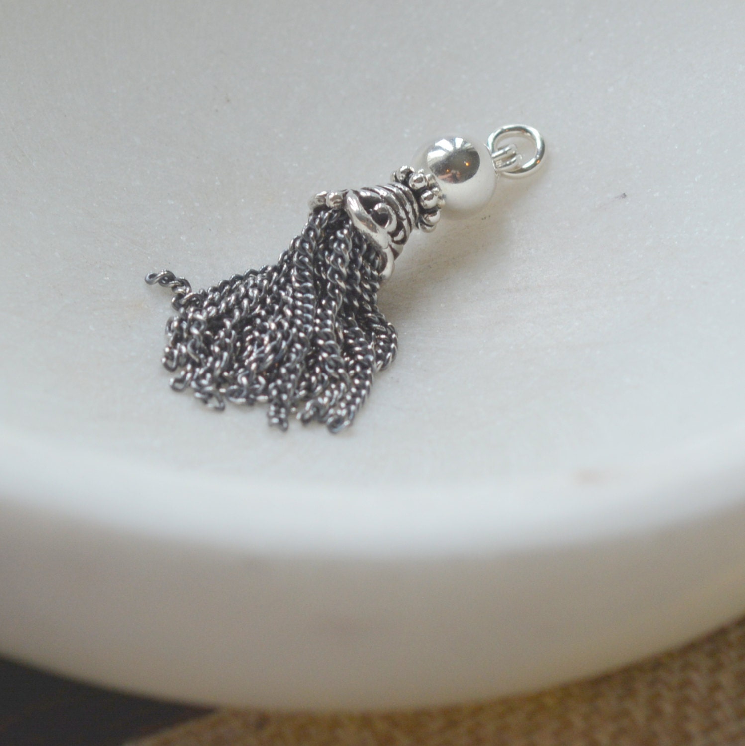 Silver Chain Mini Tassel Charm, Silver Tassel, 925 Silver Chain Tassel, Chain Tassels, Fancy