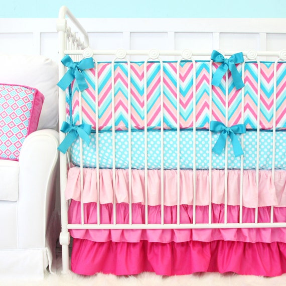Lila's Chevron Crib Skirt Baby Girl by CadenLaneBabyBedding