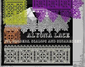 Alyona Borders ans Scallops Lace - Elizabethan Style Freestanding Lace FSL Embroidery Designs Set