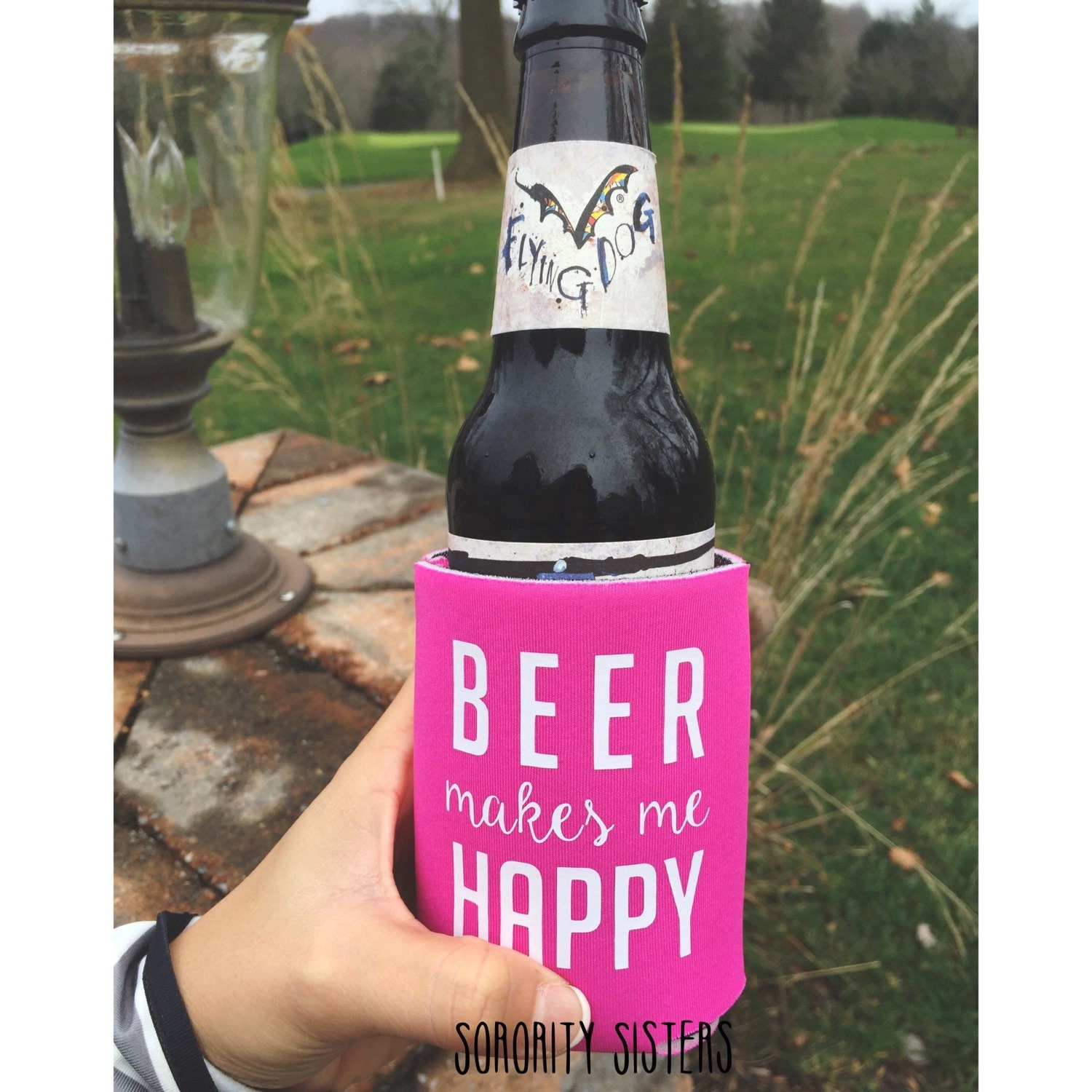 Beer Makes Me Happy Drink Insulator stocking stuffer