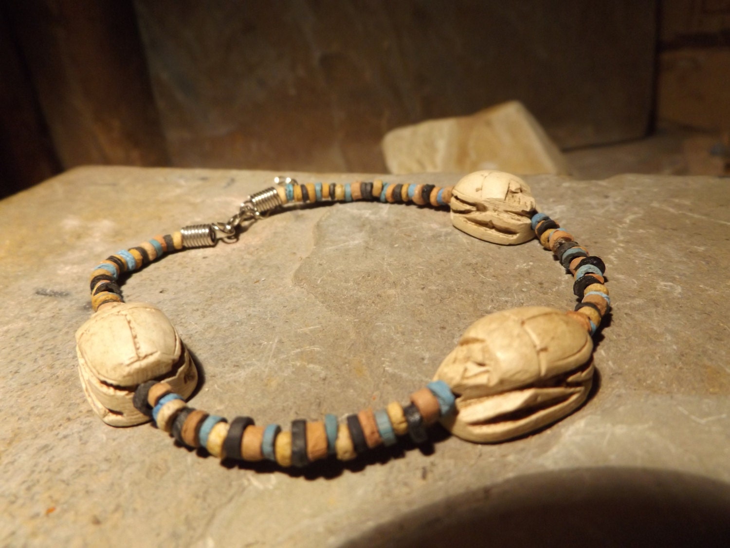 Egyptian Scarab bracelet /anklet. Symbol of renewal, regeneration, rebirth.