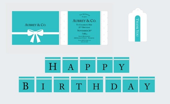 Tiffany Party Printables- Tiffany Theme Decorations- Tiffany Birthday ...