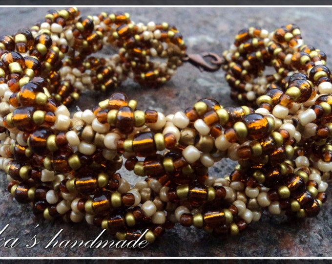 Brown Handmade Beaded Women Rope Bracelet 22cm, Jewelry gift Idea