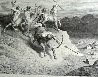 1903 Antique Print, Engraving by Gustave Dore from Dante's Inferno Hell Book, Illustration Print, Black and White Wall Art - Plate 34
