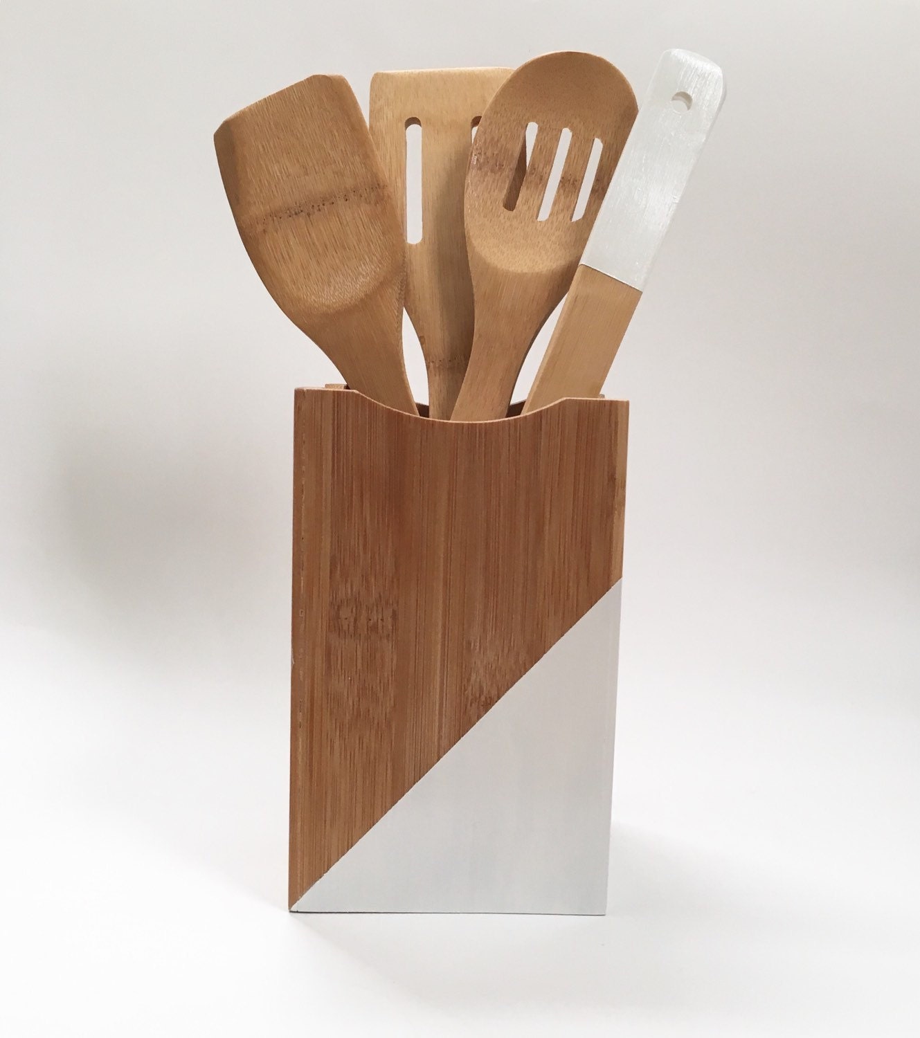 White Bamboo Utensil Holder Kitchen Caddy By DesignerDwellings   Il Fullxfull.866116674 59lg 