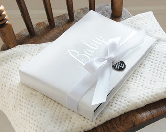 Leather 'Baby' Record Book, Personalized Baby Journal, Customizes Baby Leather Ring Binder (1B1)