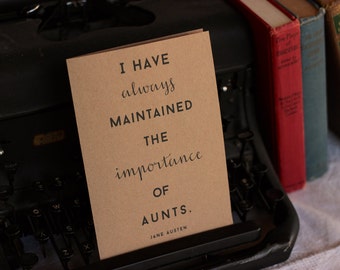 Importance of Aunts Jane Austen Card : Brown Kraft Paper