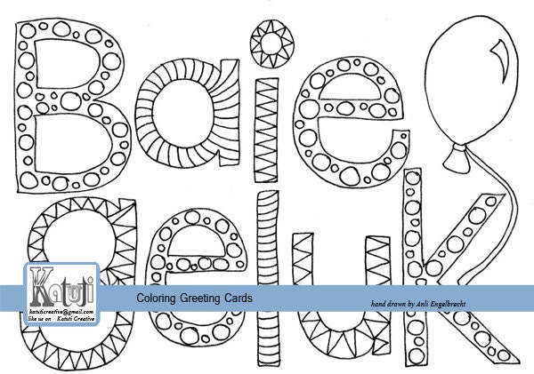 Coloring greeting card Baie Geluk Afrikaans Happy Birthday Coloring greeting card Baie Geluk Afrikaans Happy Birthday