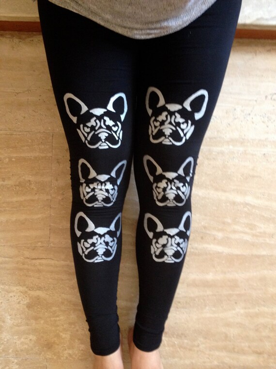 Black dog leggings Bulldogs Handmade cotton leggings