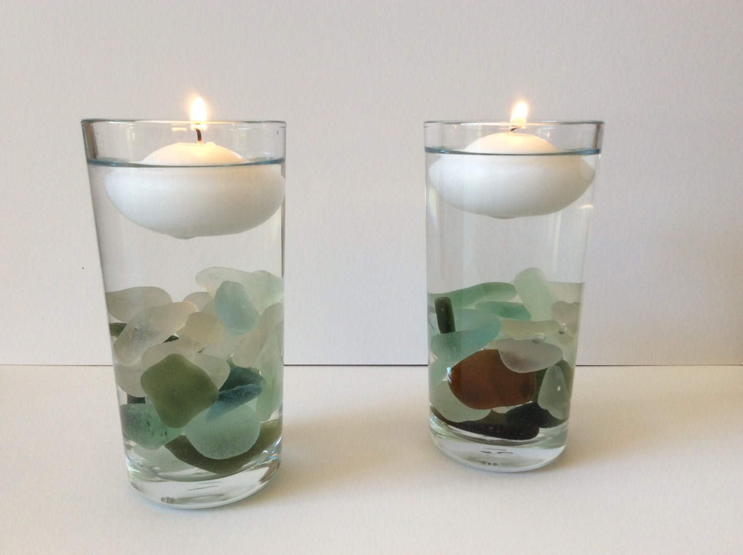 Sea glass candles floating candle Scottish Seaglass decor