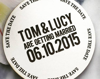 White Round Perspex Save The Date Magnet