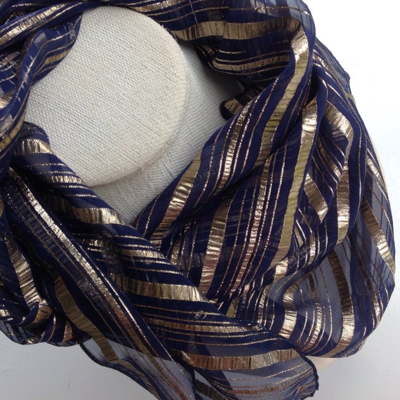 Navy Blue Gold Silk Scarf Holiday Scarf T For By Blingscarves