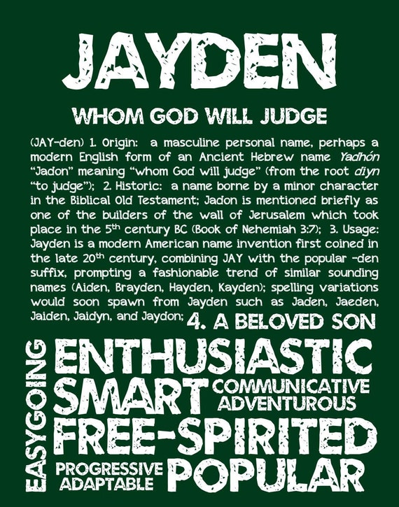 JAYDEN Personalized Name Print / Typography Print / Detailed