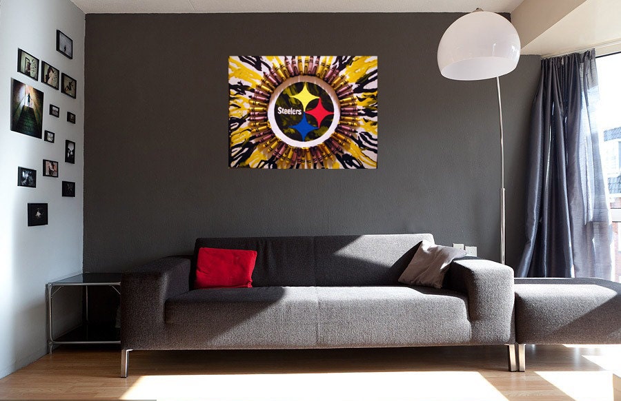Steelers Wall Art pittsburgh steelers encaustic crayon art canvas custom Steelers Wall Art pittsburgh steelers encaustic crayon art canvas custom