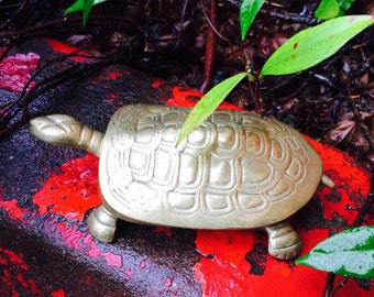 Korea Turtle, Brass Turtle Box, 1950s Hinged Turtle