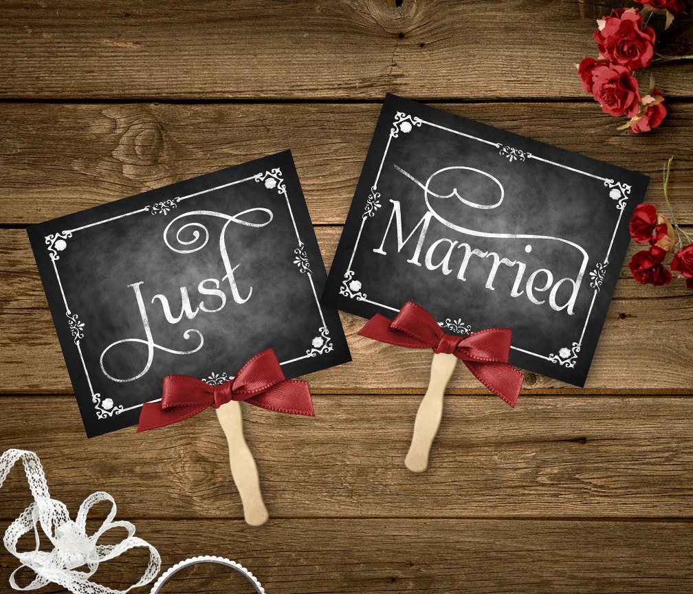 Just Married Photo Props Printable Chalkboard Wedding signs