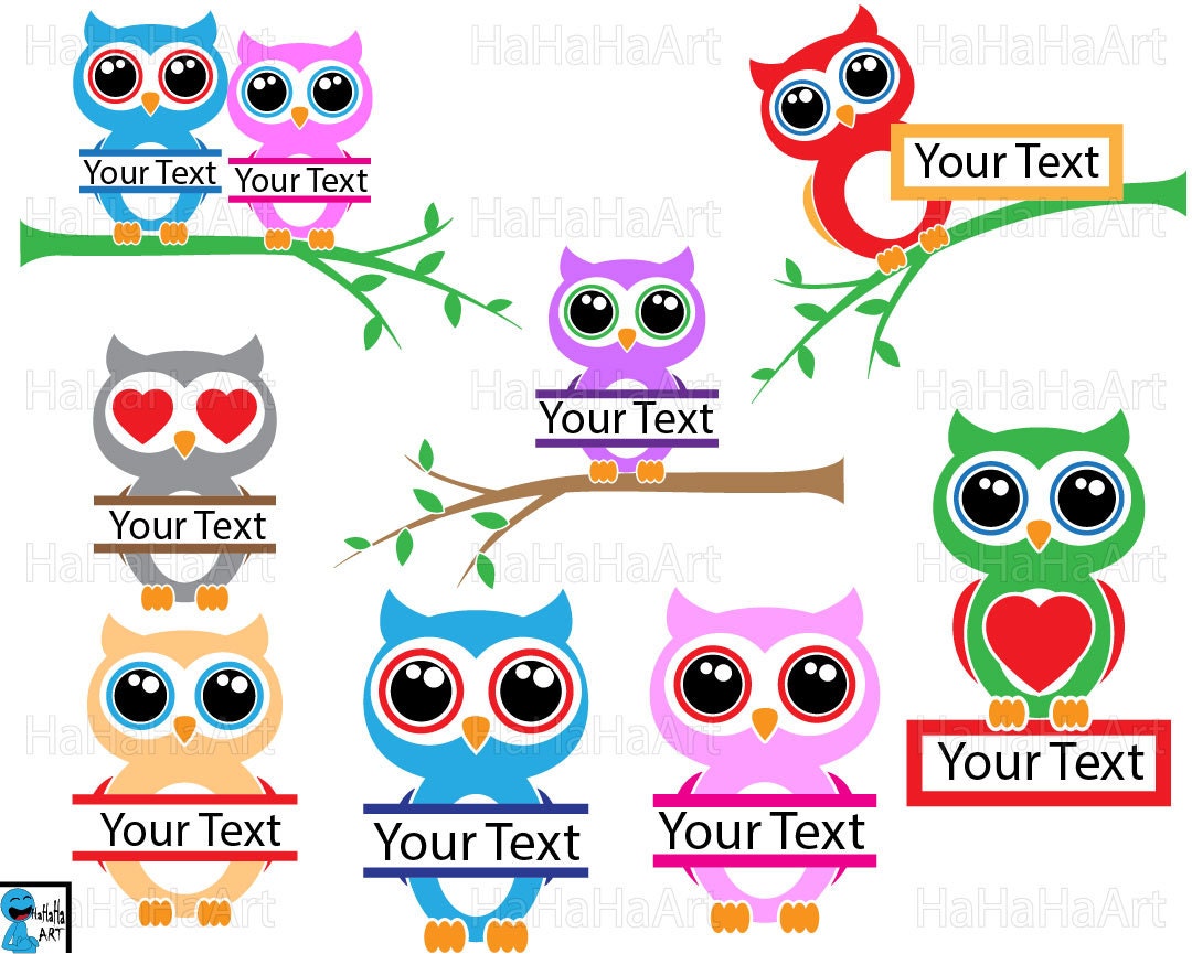 Download Split Cute Owls Monogram V1 Cutting Files / Clipart Svg Png