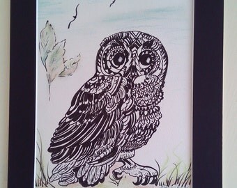 Pen and ink owl | Etsy