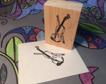 Hand carved rubber stamp - violin design.