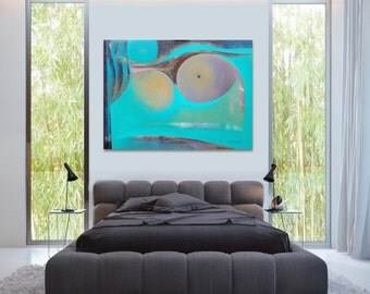 Peinture Abstraite Géométrique Peinture Originale Moderne 38,2X51,2 Vert Contemporain Composition "Incognito"