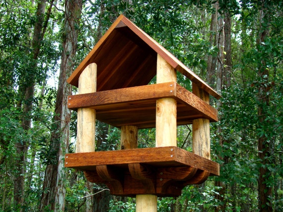 Large wooden bird feeder platform style