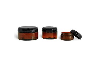 Amber PET Jar with Black Lid