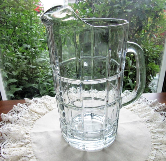 Crystal Pitcher Checkerboard Block Clear by PorcelainChinaArt