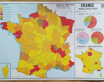 Map of France - French map - French school map - French vintage map - vintage map of France - antique map of France
