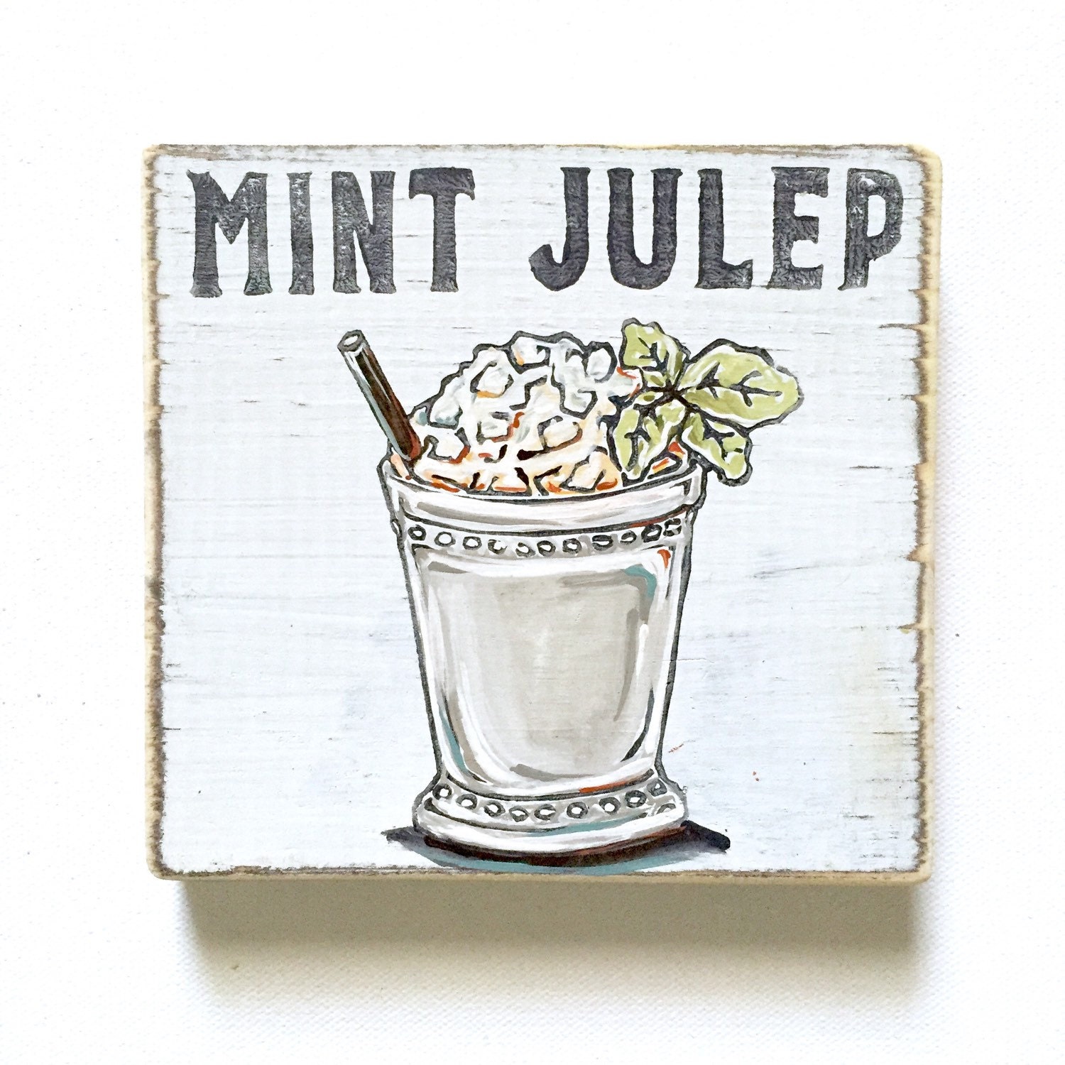 Mint Julep Wood Sign Cocktail Art Southern Home Decor