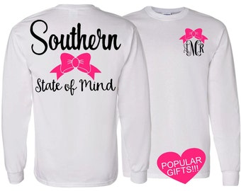 1 Long Sleeve Adult Personalized Tshirt, Southern Style Collection,Monogrammed tshirt,personalized shirt,Christmas gift,Monogram gifts