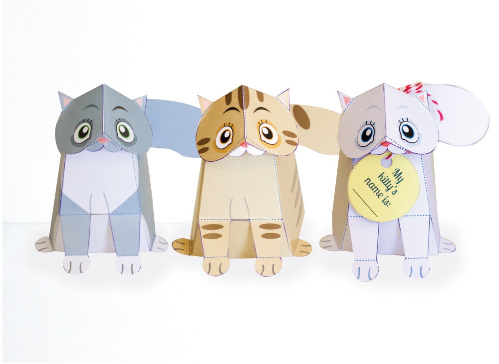 Kitty Cats  Printable  DIY Paper craft Kit 3D  cat  Paper 
