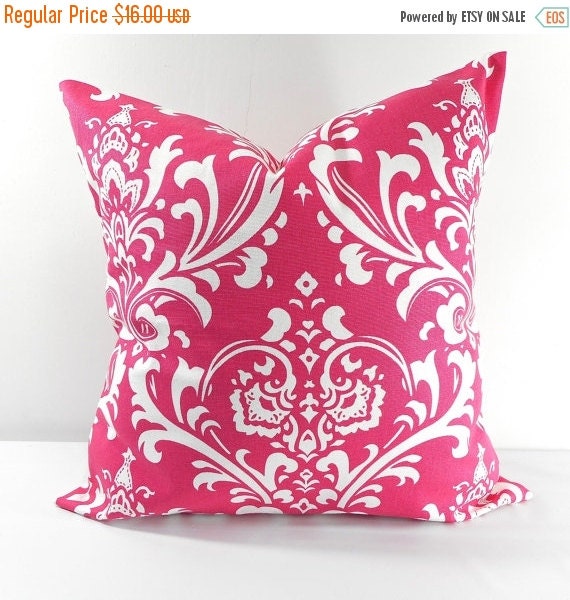 SALE Pillow cover . Pink and white pillow by TwistedBobbinDesigns