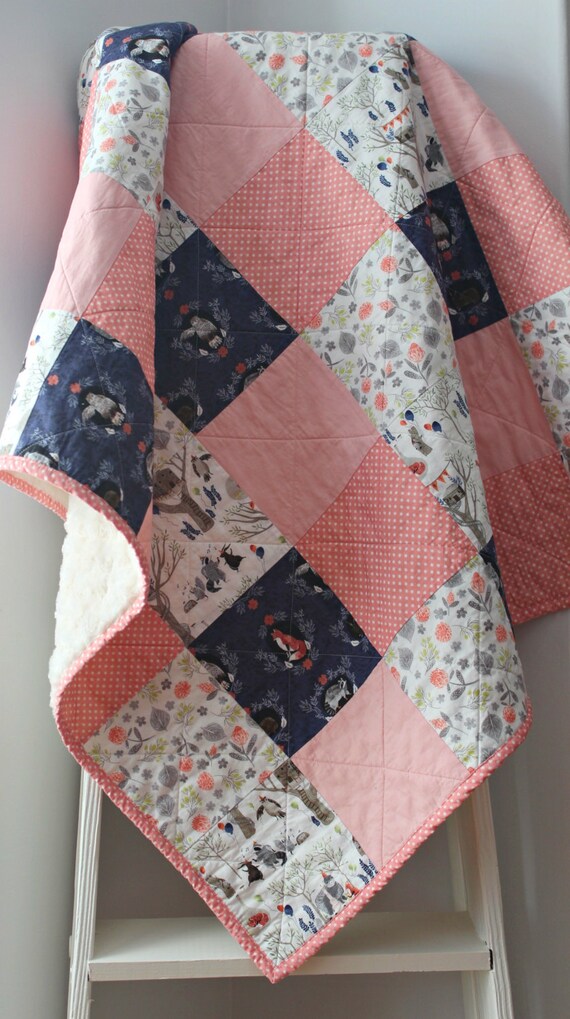 Woodland Nursery Baby Quilts Handmade Baby Quilt Baby Girl