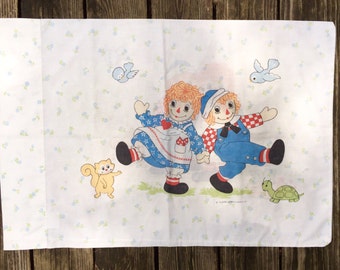 Vintage Raggedy Ann and Andy Pillowcase, 1970's