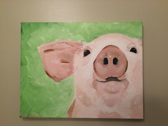 Canvas Pig Art Print From Original Canvas Painting Pig Art