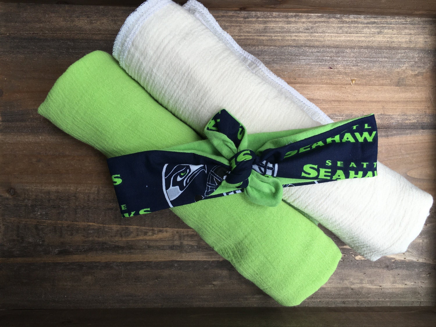 Seattle Seahawks Swaddle Blanket and Headband Set by BelleandBoy