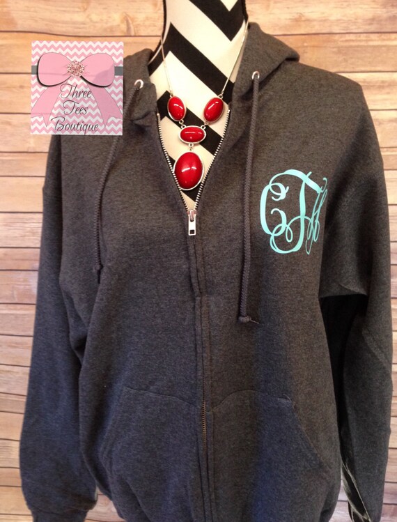 Monogram Zip Up Hoodie. Glitter Monogram Hoodie. Monogrammed