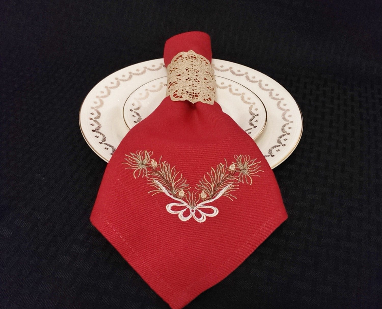 Embroidered Cloth Napkins Table Linens Christmas Napkins