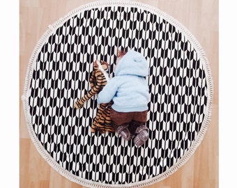 Baby Roundies Round Rug Tummy Time Play Mat Nursery Baby Blanket Blanky Flatlay Play Rug