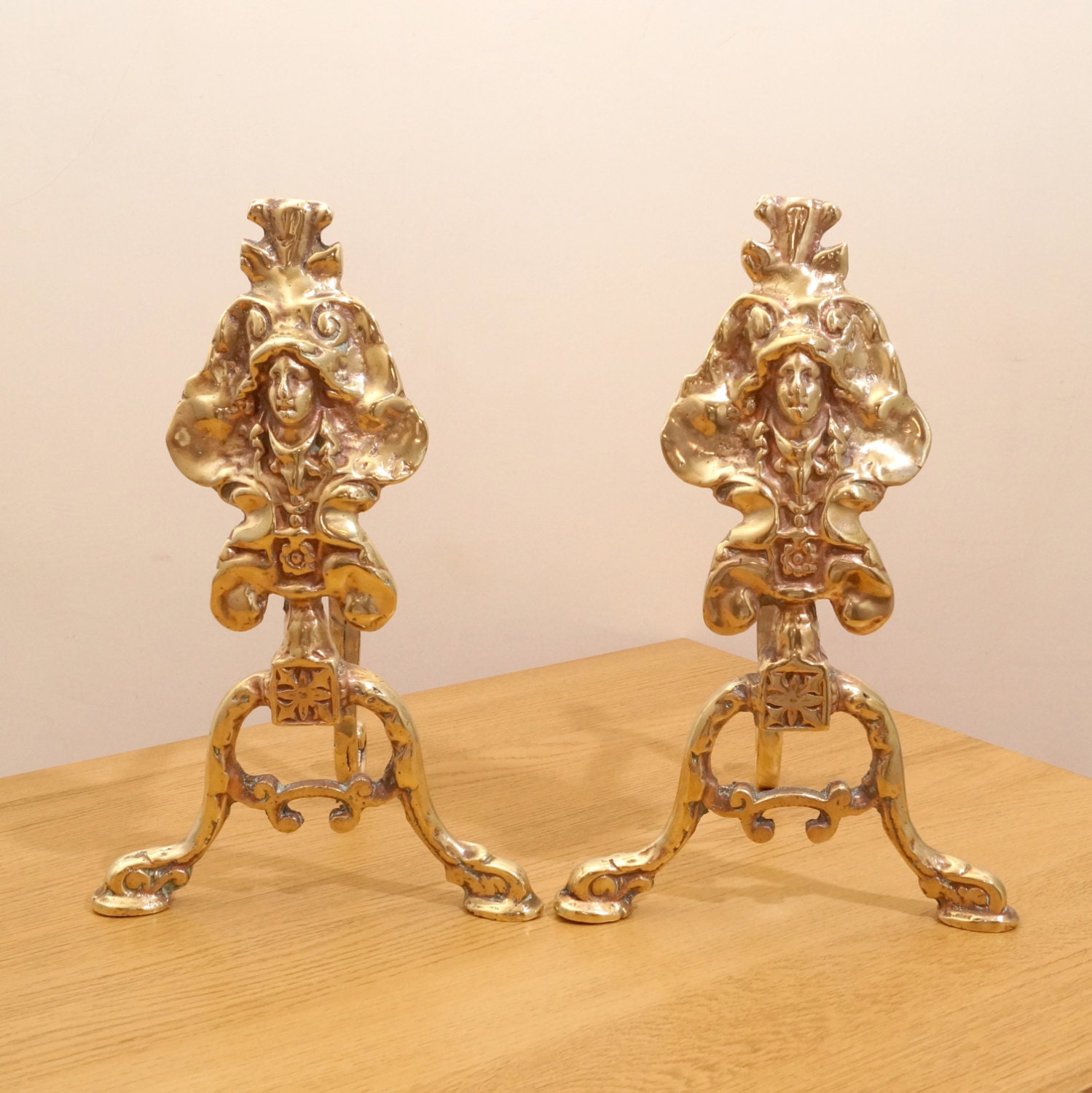 Solid brass fireplace set antique brass fire place andirons