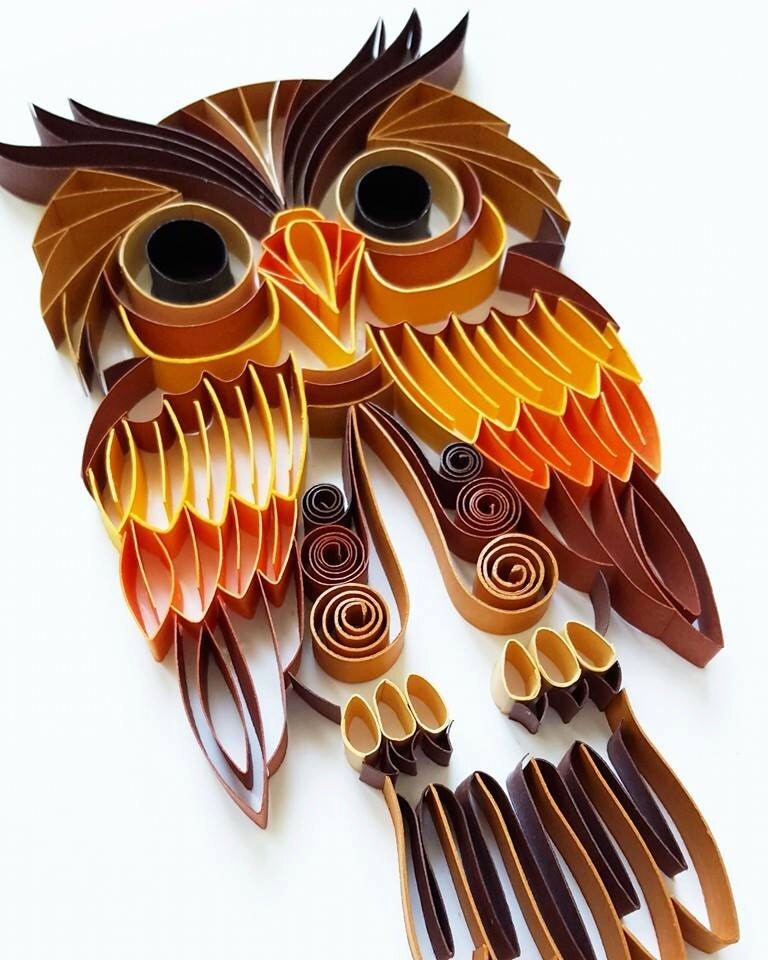 Quilled Paper Art Colourful Owl Handmade