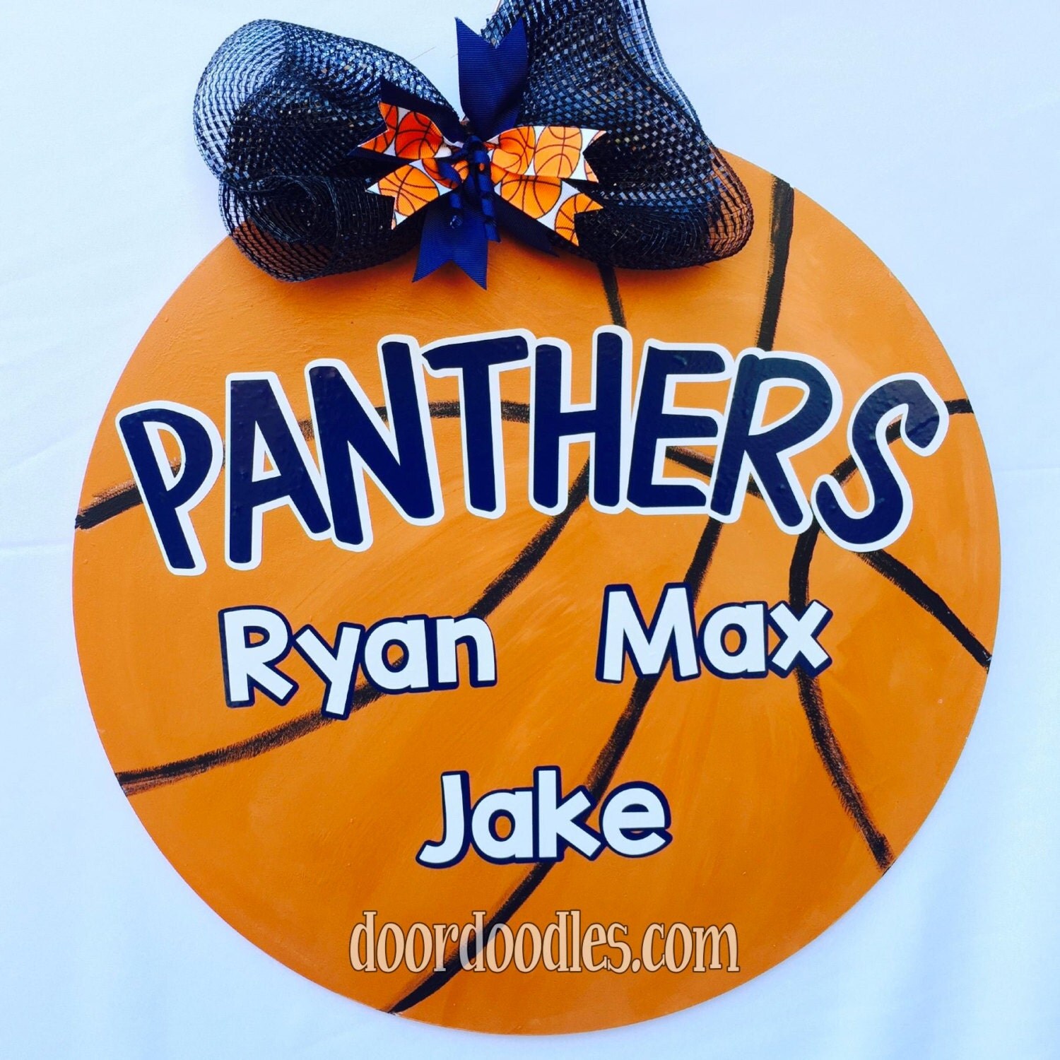 Basketball front door decoration hanger by DoorDoodlesDecor