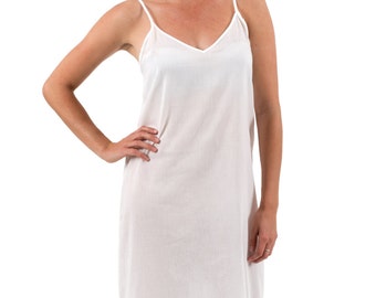 Long Cotton Maxi Dress Slip - "Celine" White XS - 3XL