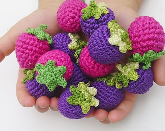 Crochet blackberry (1 pcs), teether teeth, play food, kitchen decoration, eco-friendly toys