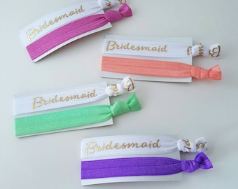 Bridal Party Elastic Hair Tie Cards - Your Choice of Colors - Women's Yoga Hair Ties - Bridesmaid Gift - Bridesmaid Hair Ties - Bride Tribe